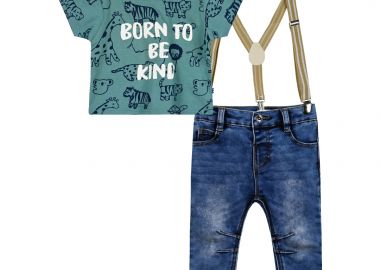 Βρεφικό σετ 3 τεμάχια με τύπωμα για αγόρι (6-18 μηνών) - ΜΠΛΕ ΤΖΗΝ 11-224469-0 - energiers - 