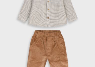 Βρεφικό σετ πουκάμισο και παντελόνι - ΛΑΤΤΕ 11-125475-0 - 11-125475-0-80-cm-latte - energiers - 