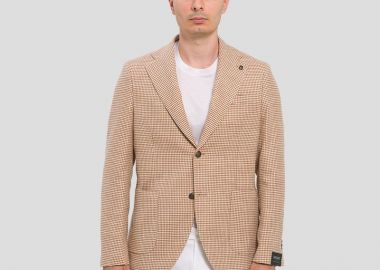 BRERAS Ανδρικό Classic Checkered Blazer In Beige - BRERAS - 