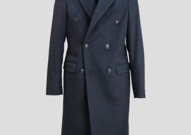 BRERAS Ανδρικό Μπλε Double Breasted Coat In Blue - BRERAS - 