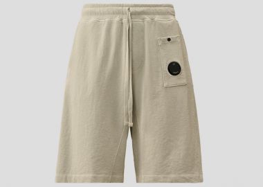 C.P. COMPANY Ανδρικό Γκρι Light Fleece Cargo Lens Shorts - C.P. COMPANY - 