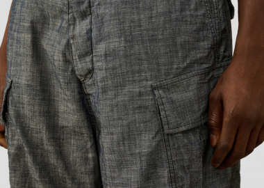 C.P. COMPANY Ανδρικό Μαύρο Chambray Cargo Shorts - C.P. COMPANY - 