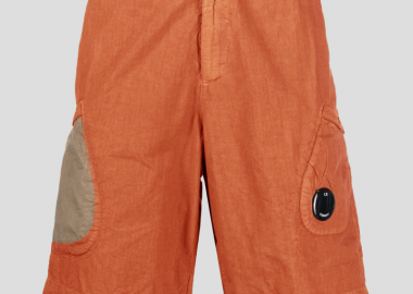 C.P. COMPANY Ανδρικό Πορτοκαλί Logo-Patch Cotton Shorts - C.P. COMPANY - 