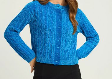 Cable-knit chenille ζακέτα - FUNKY BUDDHA - 