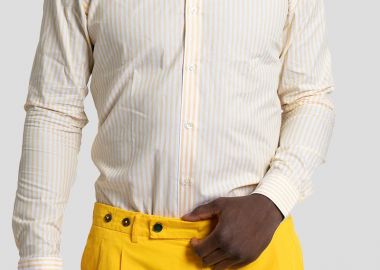 CALIBAN Ανδρικό Yellow Summer Fit Shirt - CALIBAN - 