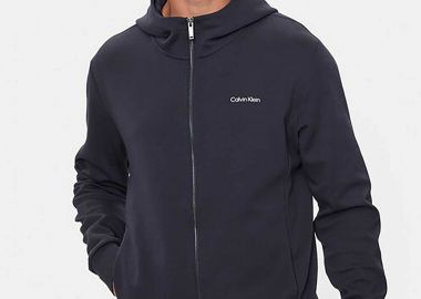 Calvin Klein ανδρική ζακέτα φούτερ με κουκούλα Regular Fit - K10K112752 Μπλε Σκούρο - CALVIN KLEIN - 