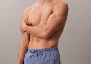 Calvin Klein ανδρικό μαγιό σορτς medium με κεντημένο λογότυπο - LV00N61029 Μπλε Ανοιχτό - CALVIN KLEIN - 