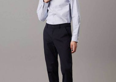 Calvin Klein ανδρικό παντελόνι chino stretch σατέν Slim Fit - K10K113429 Μπλε Σκούρο - CALVIN KLEIN - 