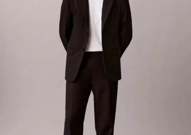 Calvin Klein ανδρικό παντελόνι με ελαστική μέση Straight Fit - LV04LF619G Μαύρο - CALVIN KLEIN - 