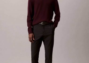 Calvin Klein ανδρικό παντελόνι με μαλλί Slim Fit - LV14LD904G Μαύρο - CALVIN KLEIN - 