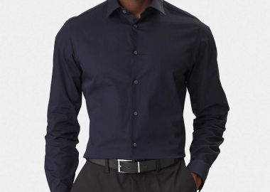 Calvin Klein ανδρικό πουκάμισο μονόχρωμο Slim Fit - LV019EU001 Μπλε Σκούρο - CALVIN KLEIN - 