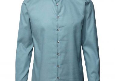 Calvin Klein ανδρικό πουκάμισο structured με κεντημένο monogram Slim Fit - K10K113848 Γκρι Γαλάζιο - CALVIN KLEIN - 
