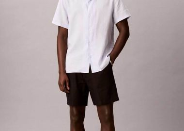 Calvin Klein ανδρικό σορτς με λινό Straight fit - LV04LF620G Μαύρο - CALVIN KLEIN - 