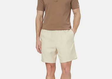 Calvin Klein ανδρικό σορτς με λινό Straight fit - LV04LF620G Μπεζ - CALVIN KLEIN - 