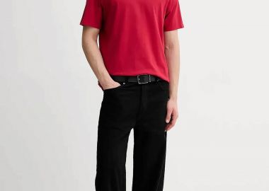 Calvin Klein ανδρικό T-shirt με logo print Regular Fit - LV04RE820G Κόκκινο - CALVIN KLEIN - 
