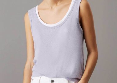 Calvin Klein γυναικείο αμάνικο τοπ με λινάρι Slim Fit - K20K208396 Λιλά - CALVIN KLEIN - 