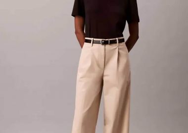 Calvin Klein γυναικείο chino παντελόνι Relaxed Fit - LV044D664G Χακί - CALVIN KLEIN - 
