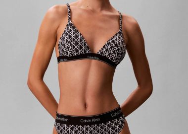 Calvin Klein γυναικείο μαγιό μπικίνι τοπ triangle - LV00Q61208 Ασπρόμαυρο - CALVIN KLEIN - 