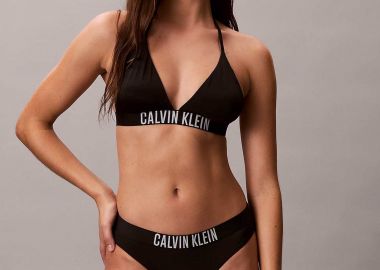 Calvin Klein γυναικείο μαγιό μπικίνι τοπ triangle με λογότυπο - LV00Q61222 Μαύρο - CALVIN KLEIN - 