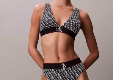 Calvin Klein γυναικείο σλιπ thong με monogram - LV00QF8813 Ασπρόμαυρο - CALVIN KLEIN - 