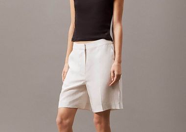 Calvin Klein γυναικείο σορτς με λινάρι - K20K208380 Εκρού - CALVIN KLEIN - 