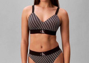 Calvin Klein γυναικείο σουτιέν bralette με monogram - LV00QF8877 Ασπρόμαυρο - CALVIN KLEIN - 