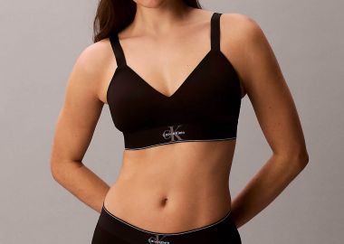 Calvin Klein γυναικείο σουτιέν bralette με monogram - LV00QF8877 Μαύρο - CALVIN KLEIN - 