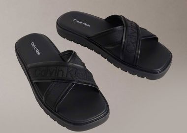 Calvin Klein Jeans ανδρικά σανδάλια με λογότυπο - HM0HM02101 Μαύρο - CALVIN KLEIN JEANS - 
