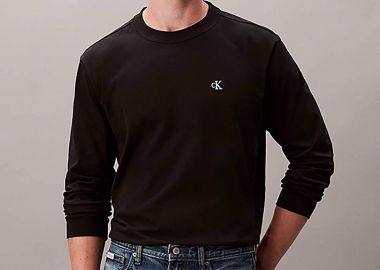 Calvin Klein Jeans ανδρική μακρυμάνικη μπλούζα με λογότυπο - LV04RD247G Μαύρο - CALVIN KLEIN JEANS - 