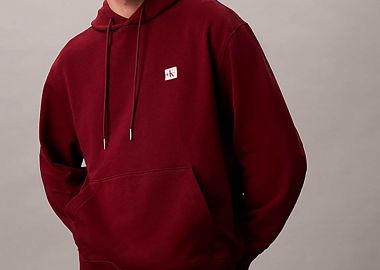 Calvin Klein Jeans ανδρική μπλούζα φούτερ με κουκούλα και λογότυπο Regular Fit - LV04RC274G Μπορντό - CALVIN KLEIN JEANS - 