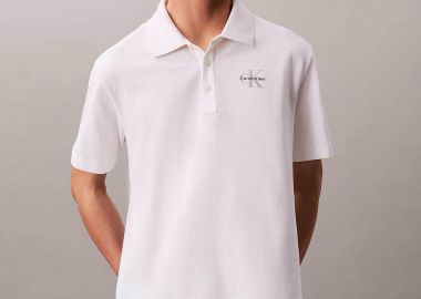 Calvin Klein Jeans ανδρική μπλούζα πόλο πικέ κοντομάνικη με κεντημένο λογότυπο Regular Fit - LV04RF209G Λευκό - CALVIN KLEIN JEANS - 
