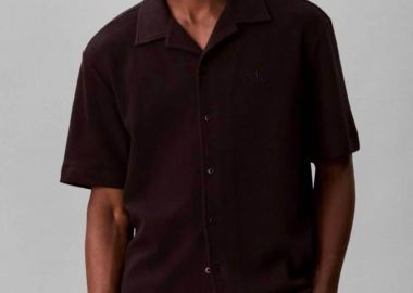 Calvin Klein Jeans ανδρικό πουκάμισο με waffle pattern Regular Fit - LV04RC247G Μαύρο - CALVIN KLEIN JEANS - 