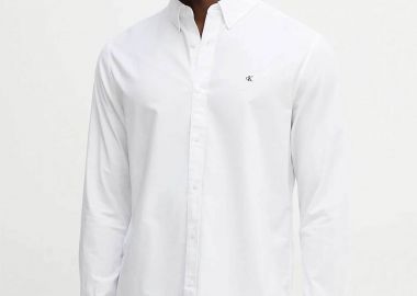 Calvin Klein Jeans ανδρικό πουκάμισο Oxford με λογότυπο στο στήθος - LV140EM125 Λευκό - CALVIN KLEIN JEANS - 