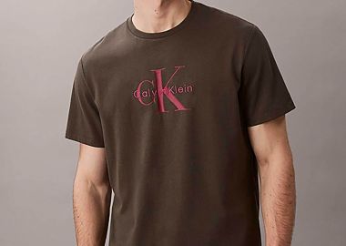 Calvin Klein Jeans ανδρικό T-shirt μονόχρωμο με λογότυπο - LV04RB862G Γκρι - CALVIN KLEIN JEANS - 