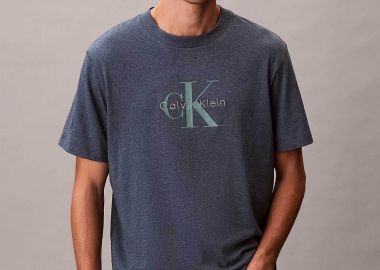 Calvin Klein Jeans ανδρικό T-shirt μονόχρωμο με λογότυπο - LV04RB862G Γκρι Σκούρο - CALVIN KLEIN JEANS - 