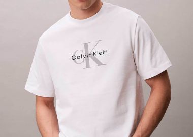Calvin Klein Jeans ανδρικό T-shirt μονόχρωμο με λογότυπο - LV04RB862G Λευκό - CALVIN KLEIN JEANS - 