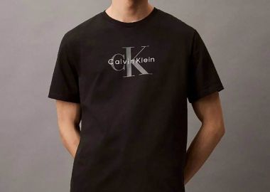 Calvin Klein Jeans ανδρικό T-shirt μονόχρωμο με λογότυπο - LV04RB862G Μαύρο - CALVIN KLEIN JEANS - 