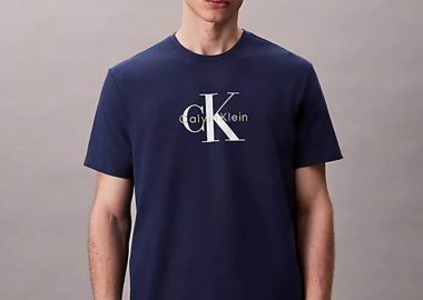 Calvin Klein Jeans ανδρικό T-shirt μονόχρωμο με λογότυπο - LV04RB862G Μπλε - CALVIN KLEIN JEANS - 