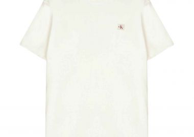 Calvin Klein Jeans ανδρικό T-shirt μονόχρωμο με λογότυπο Regular Fit - LV04RC272G Λευκό - CALVIN KLEIN JEANS - 
