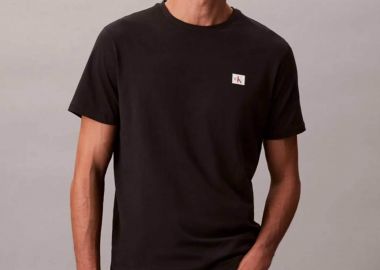 Calvin Klein Jeans ανδρικό T-shirt μονόχρωμο με λογότυπο Regular Fit - LV04RC272G Μαύρο - CALVIN KLEIN JEANS - 