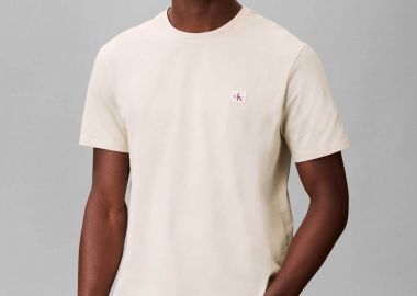 Calvin Klein Jeans ανδρικό T-shirt μονόχρωμο με λογότυπο Regular Fit - LV04RC272G Μπεζ - CALVIN KLEIN JEANS - 