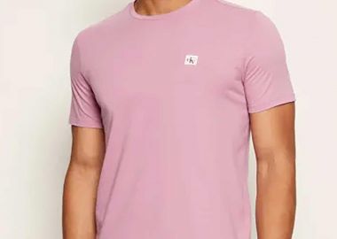 Calvin Klein Jeans ανδρικό T-shirt μονόχρωμο με λογότυπο Regular Fit - LV04RC272G Ροζ - CALVIN KLEIN JEANS - 