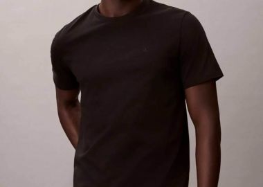 Calvin Klein Jeans ανδρικό T-shirt μονόχρωμο με λογότυπο Regular Fit - LV04RD254G Μαύρο - CALVIN KLEIN JEANS - 