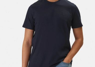 Calvin Klein Jeans ανδρικό T-shirt μονόχρωμο με λογότυπο Regular Fit - LV04RD254G Σκούρο Μπλε - CALVIN KLEIN JEANS - 