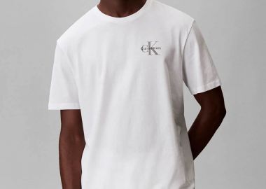 Calvin Klein Jeans ανδρικό T-shirt μονόχρωμο με λογότυπο Regular Fit - LV04RF278G Λευκό - CALVIN KLEIN JEANS - 