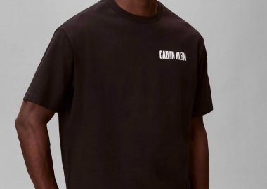 Calvin Klein Jeans ανδρικό T-shirt μονόχρωμο με λογότυπο Relaxed Fit - LV04RB851G Μαύρο - CALVIN KLEIN JEANS - 