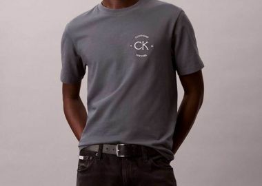 Calvin Klein Jeans ανδρικό T-shirt μονόχρωμο με λογότυπο Relaxed Fit - LV04RE825G Ανθρακί - CALVIN KLEIN JEANS - 