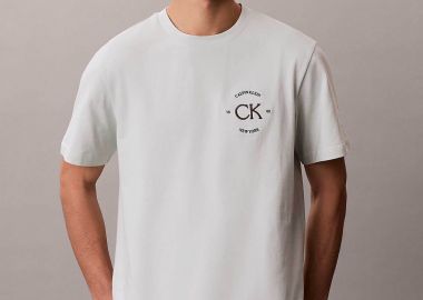 Calvin Klein Jeans ανδρικό T-shirt μονόχρωμο με λογότυπο Relaxed Fit - LV04RE825G Εκρού - CALVIN KLEIN JEANS - 
