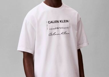 Calvin Klein Jeans ανδρικό T-shirt μονόχρωμο με λογότυπο Relaxed Fit - LV04RE827G Λευκό - CALVIN KLEIN JEANS - 