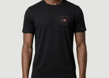 Calvin Klein Jeans ανδρικό T-shirt μονόχρωμο με λογότυπο Relaxed Fit - LV04RF801G Μαύρο - CALVIN KLEIN JEANS - 